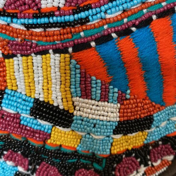 Lovestitch Bohemian Beaded Purse Multicolor Suede Tassel Details 7” x 7”x 2” - Picture 4 of 8